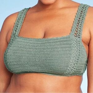 Xhilaration Sage Green Crochet Swim Top